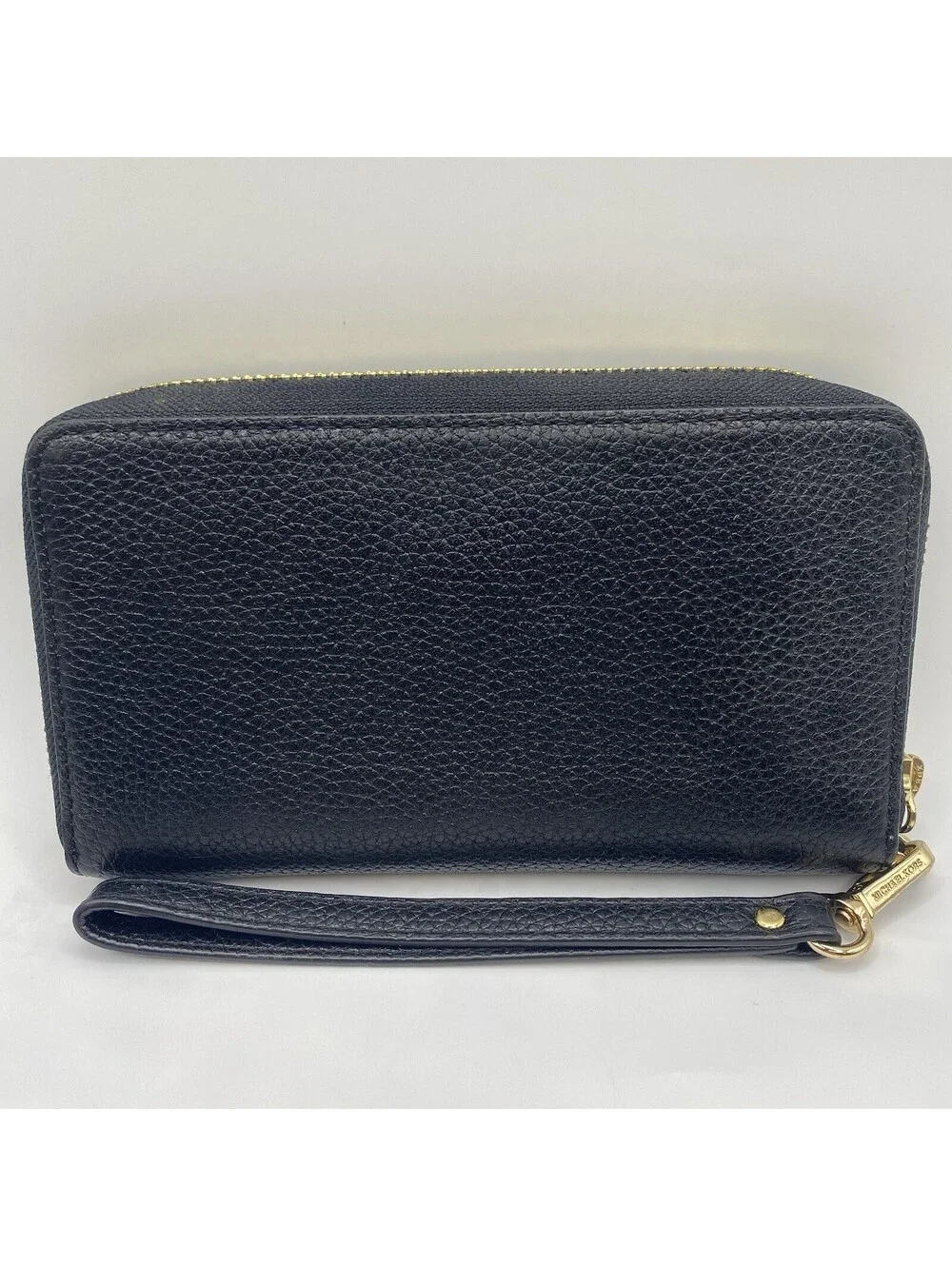 Michael Kors Black Zip-Around Wristlet Wallet Organizer w/ Logo & Wrist Strap